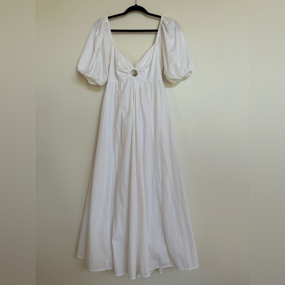 Abercrombie & Fitch White Puff Sleeve ORing Dress Size Medium - Picture 2 of 12